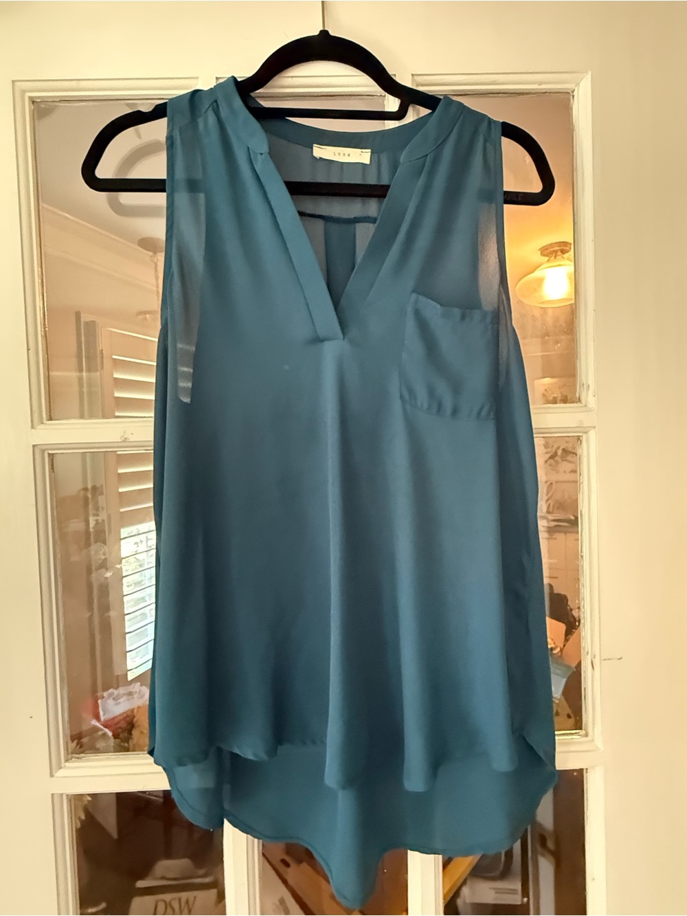 Lush Teal Sleeveless V-Neck Chiffon Camisole